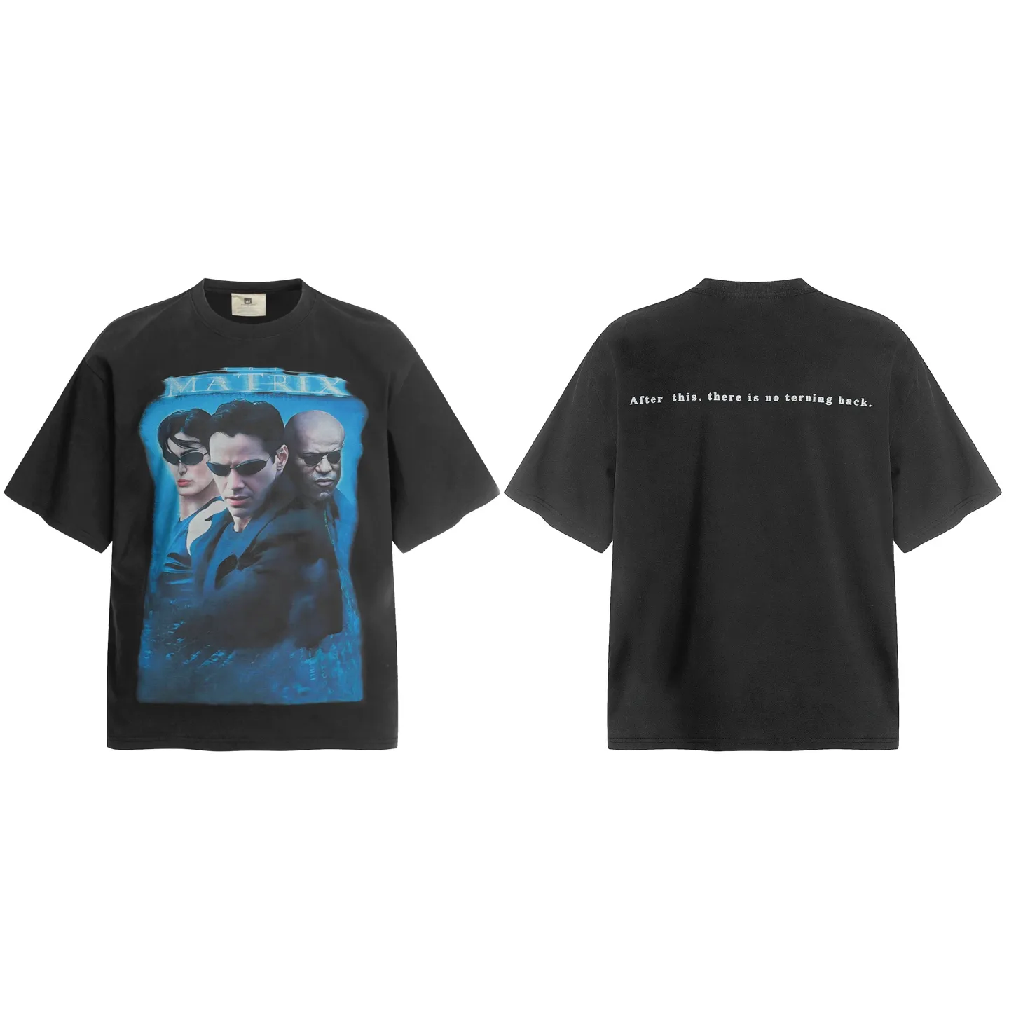 VT9249 P140💰 SAINT Michael "The Matrix" Punk Style Portrait Digital Direct Inkjet Printing Retro Washed Distressed Short-Sleeved T-shirt Small Neck Design White Ink Digital Direct Inkjet Printing High Street Retro Heavy Duty Distressed Vintage Short Sleeves Size: S M L XL